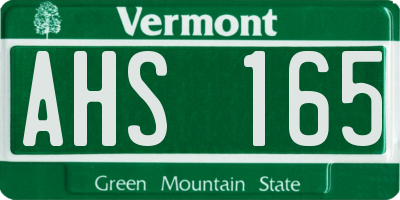 VT license plate AHS165