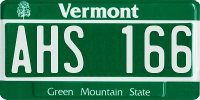 VT license plate AHS166