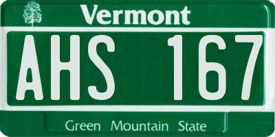 VT license plate AHS167