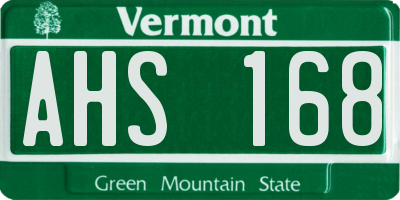 VT license plate AHS168