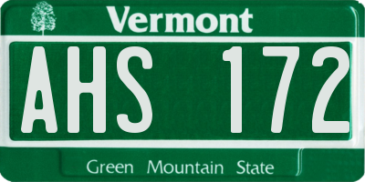 VT license plate AHS172