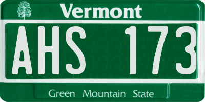 VT license plate AHS173
