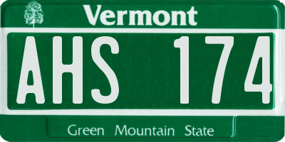 VT license plate AHS174