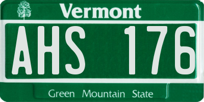 VT license plate AHS176