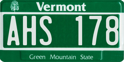VT license plate AHS178