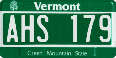 VT license plate AHS179