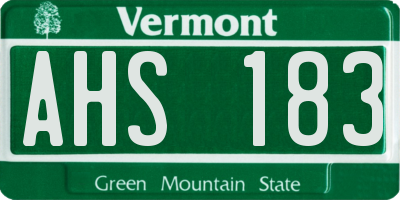 VT license plate AHS183