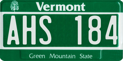 VT license plate AHS184