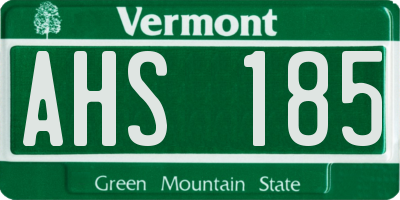 VT license plate AHS185