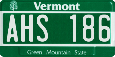 VT license plate AHS186