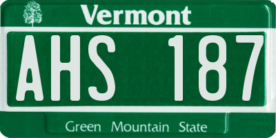 VT license plate AHS187