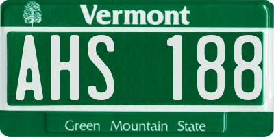 VT license plate AHS188