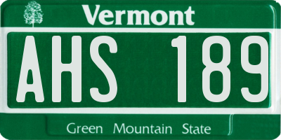 VT license plate AHS189