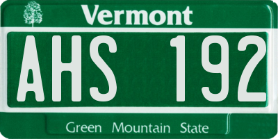 VT license plate AHS192