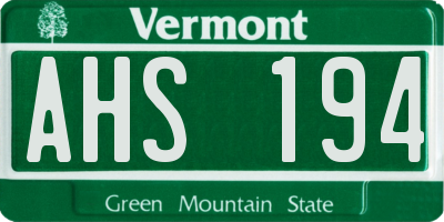 VT license plate AHS194