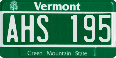 VT license plate AHS195