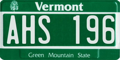 VT license plate AHS196