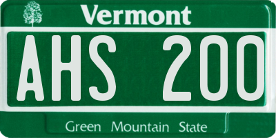 VT license plate AHS200