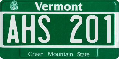 VT license plate AHS201