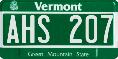 VT license plate AHS207