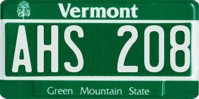 VT license plate AHS208