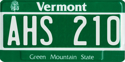 VT license plate AHS210