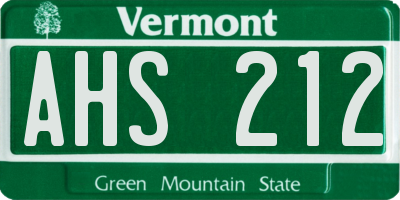 VT license plate AHS212