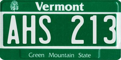 VT license plate AHS213