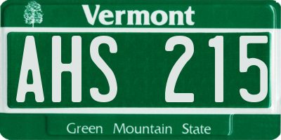 VT license plate AHS215