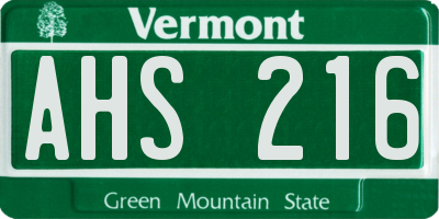 VT license plate AHS216