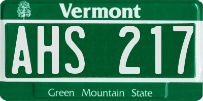 VT license plate AHS217