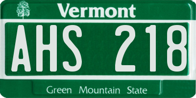 VT license plate AHS218