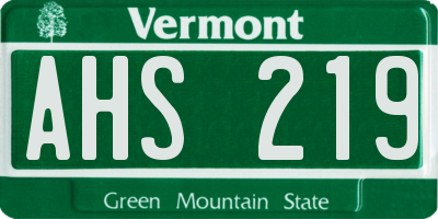 VT license plate AHS219