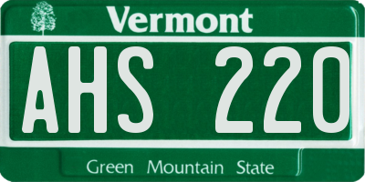 VT license plate AHS220