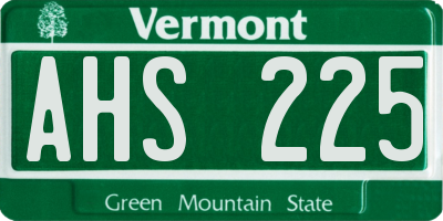 VT license plate AHS225