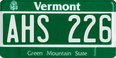 VT license plate AHS226