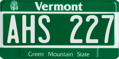 VT license plate AHS227