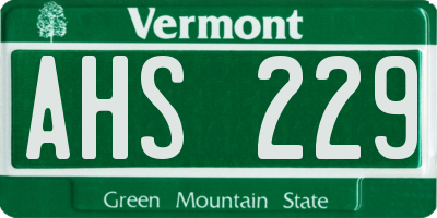 VT license plate AHS229