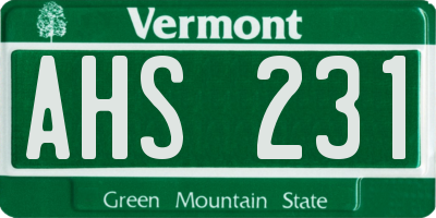 VT license plate AHS231