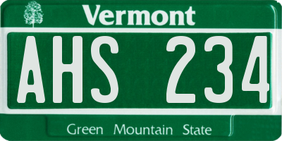 VT license plate AHS234