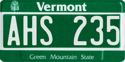 VT license plate AHS235