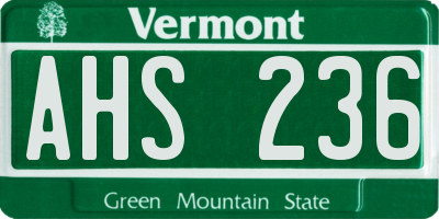 VT license plate AHS236