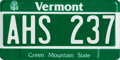 VT license plate AHS237