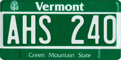VT license plate AHS240