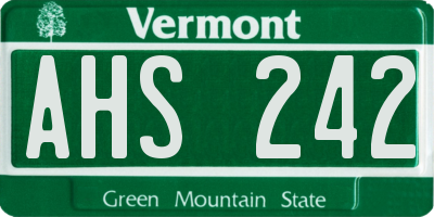 VT license plate AHS242