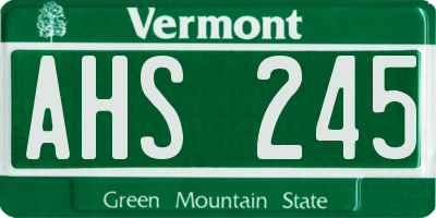 VT license plate AHS245