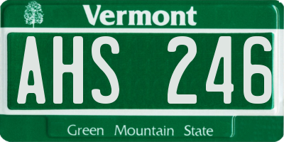 VT license plate AHS246