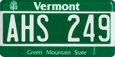VT license plate AHS249