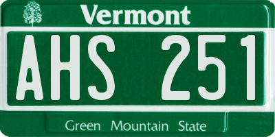 VT license plate AHS251