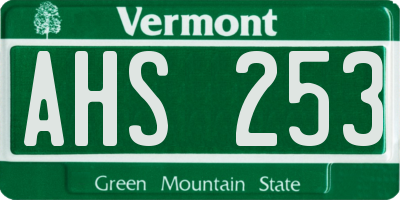 VT license plate AHS253